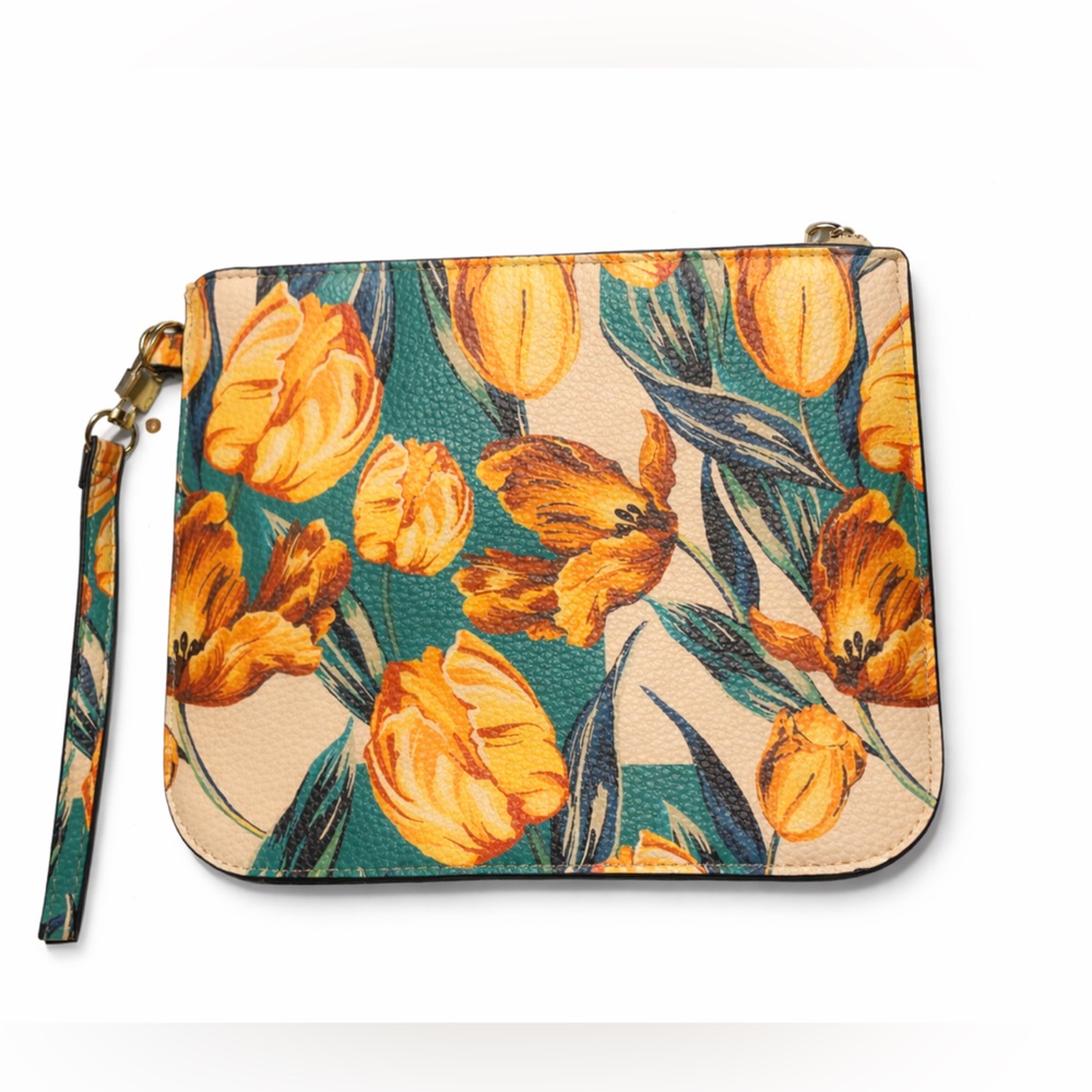 Steve Madden Floral Wristlet Clutch with Yellow Tulips